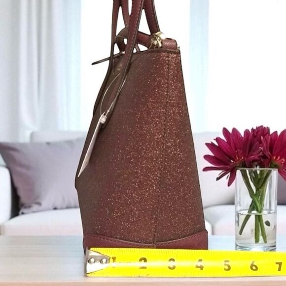 Kate Spade Shimmy Glitter Lola Satchel — Deep Nova Burgundy - Picture 9 of 10